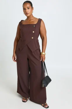 boohoo Combinaison-pantalon Grande Taille Crêpe Dorée À Boutons Et Devant Cache-cœur<Femme Combinaisons Et Combishorts