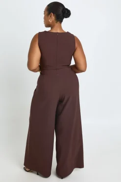 boohoo Combinaison-pantalon Grande Taille Crêpe Dorée À Boutons Et Devant Cache-cœur<Femme Combinaisons Et Combishorts
