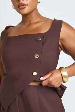 boohoo Combinaison-pantalon Grande Taille Crêpe Dorée À Boutons Et Devant Cache-cœur<Femme Combinaisons Et Combishorts
