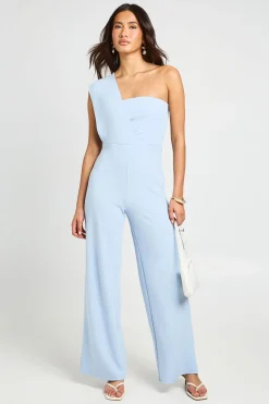 boohoo Combinaison Pantalon Jambe Droite Avec Détail Drapé Asymétrique Une Épaule<Femme Combinaisons Et Combishorts
