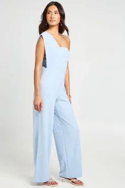 boohoo Combinaison Pantalon Jambe Droite Avec Détail Drapé Asymétrique Une Épaule<Femme Combinaisons Et Combishorts