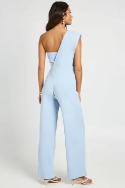 boohoo Combinaison Pantalon Jambe Droite Avec Détail Drapé Asymétrique Une Épaule<Femme Combinaisons Et Combishorts