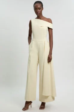 KarenMillen Combinaison-pantalon Jambe Large Col Asymétrique En Tissu Stretch Compact<Femme Combinaisons Et Combishorts