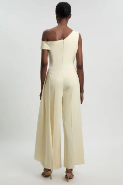KarenMillen Combinaison-pantalon Jambe Large Col Asymétrique En Tissu Stretch Compact<Femme Combinaisons Et Combishorts