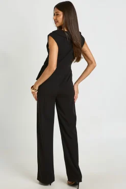 Combinaison-pantalon Jambe Large À Détail Drapé Et Devant Cache-cœur