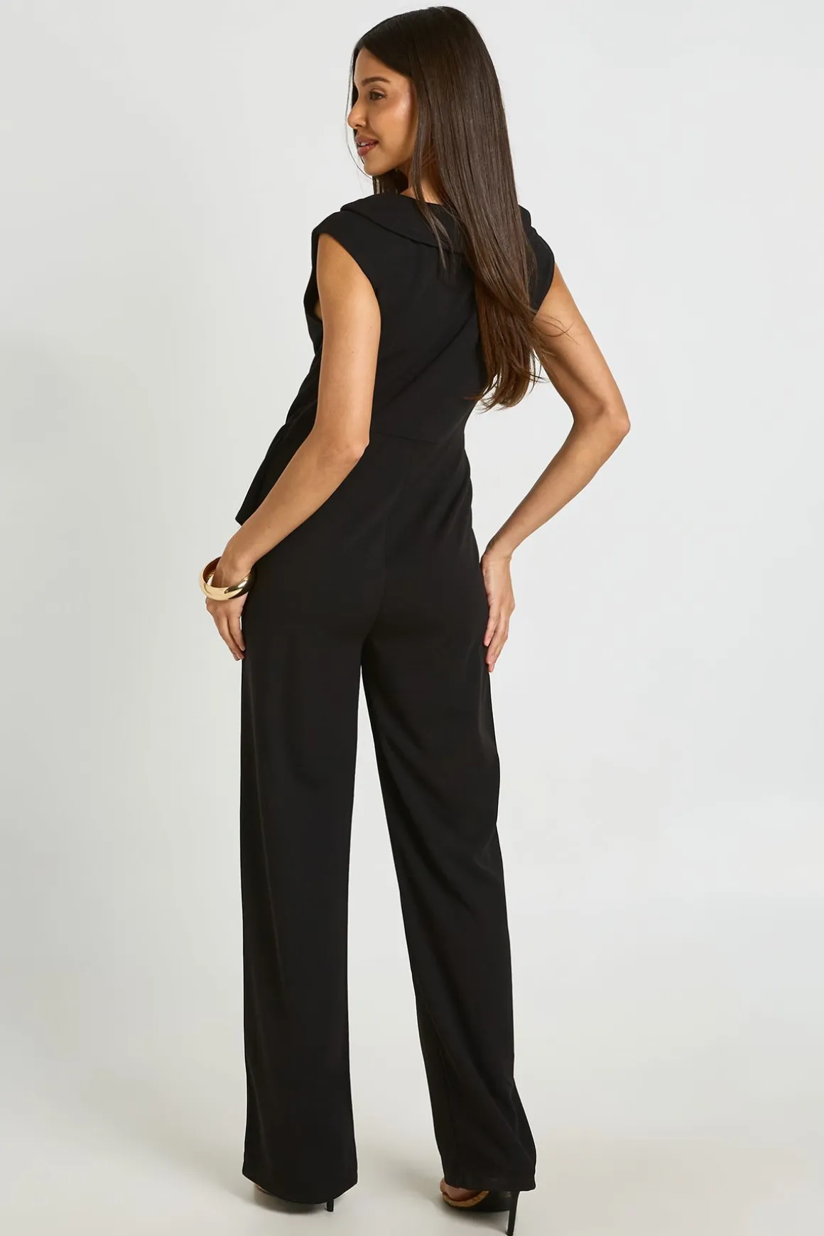 Combinaison-pantalon Jambe Large À Détail Drapé Et Devant Cache-cœur