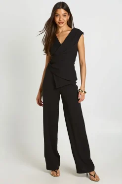 Combinaison-pantalon Jambe Large À Détail Drapé Et Devant Cache-cœur