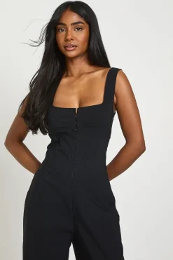 boohoo Combinaison-pantalon Jambes Larges À Détail Corset<Femme Combinaisons Et Combishorts