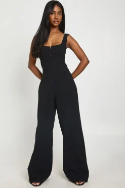 boohoo Combinaison-pantalon Jambes Larges À Détail Corset<Femme Combinaisons Et Combishorts