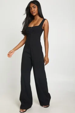 boohoo Combinaison-pantalon Jambes Larges À Détail Corset<Femme Combinaisons Et Combishorts