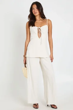 Combinaison Pantalon Large Aspect Lin 2 En 1 Avec Nœud Devant