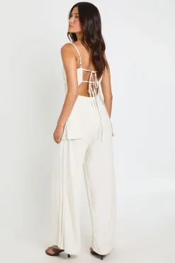 Combinaison Pantalon Large Aspect Lin 2 En 1 Avec Nœud Devant
