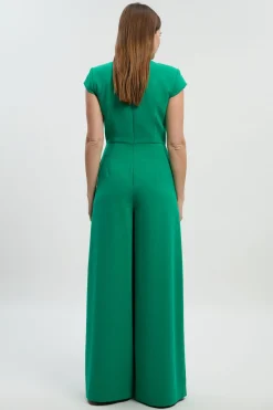 KarenMillen Combinaison Pantalon Large Ajustée à Col Nœud Papillon en Tissu Stretch Compact<Femme Tailleurs|Combinaisons Et Combishorts