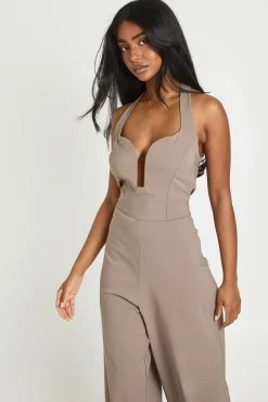 Combinaison Pantalon Large Col Licou Décolleté Cœur