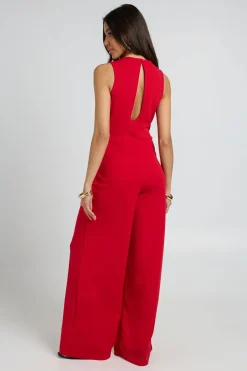 Combinaison Pantalon Large À Ceinture Avec Détails Dorés