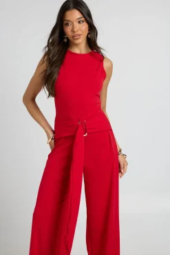 Combinaison Pantalon Large À Ceinture Avec Détails Dorés