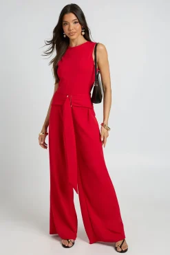 Combinaison Pantalon Large À Ceinture Avec Détails Dorés