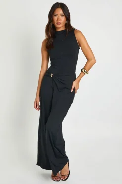 Combinaison Pantalon Large Col Licou Détail Drapé Finition Dorée