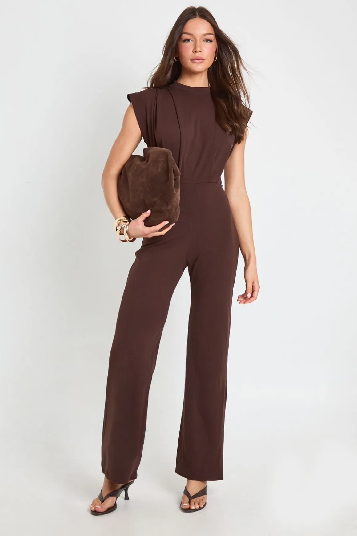 Combinaison-pantalon Large À Détails De Plis Ajustée