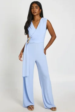 boohoo Combinaison Pantalon Large À Drapé Frontal Toucher Doux<Femme Combinaisons Et Combishorts