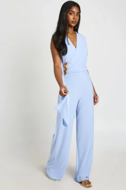 boohoo Combinaison Pantalon Large À Drapé Frontal Toucher Doux<Femme Combinaisons Et Combishorts
