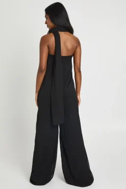 Combinaison Pantalon Large À Détail Foulard En Mousseline