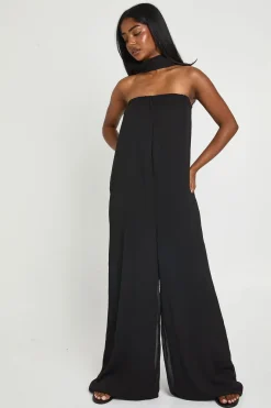 Combinaison Pantalon Large À Détail Foulard En Mousseline