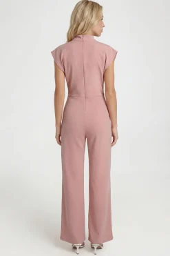 Combinaison Pantalon Large À Détail De Plis Ajustés