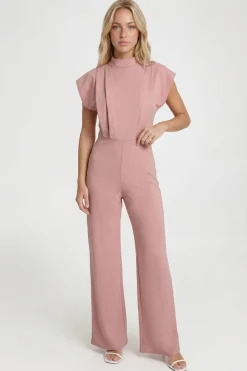 Combinaison Pantalon Large À Détail De Plis Ajustés