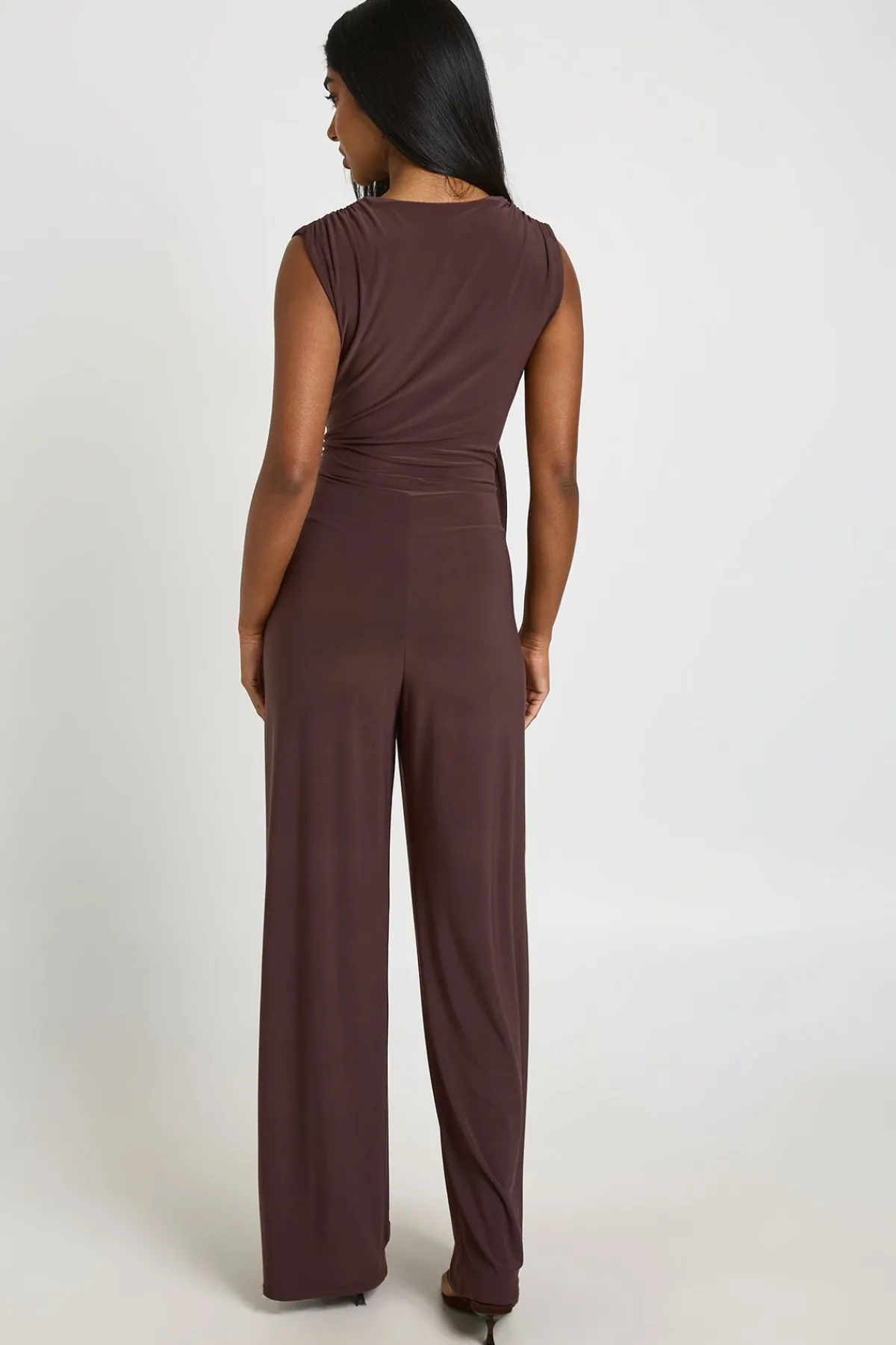boohoo Combinaison Pantalon Large Drapé Devant Toucher Doux<Femme Combinaisons Et Combishorts