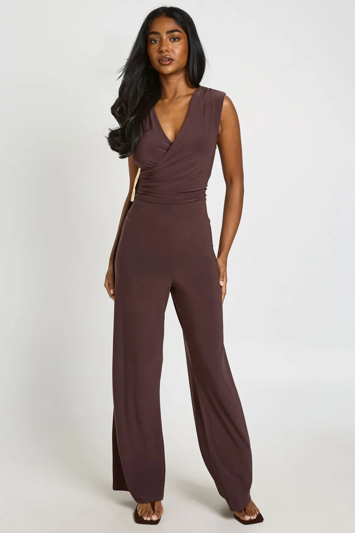 boohoo Combinaison Pantalon Large Drapé Devant Toucher Doux<Femme Combinaisons Et Combishorts