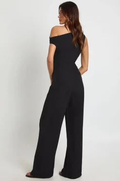 Combinaison Pantalon Large À Encolure Asymétrique Effet Lin