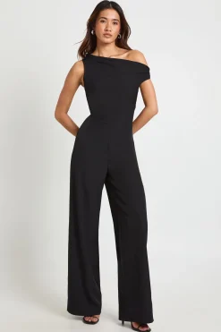 Combinaison Pantalon Large À Encolure Asymétrique Effet Lin