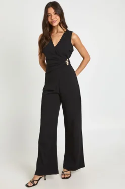 boohoo Combinaison Pantalon Large En Crêpe Jersey Avec Détail Doré<Femme Combinaisons Et Combishorts