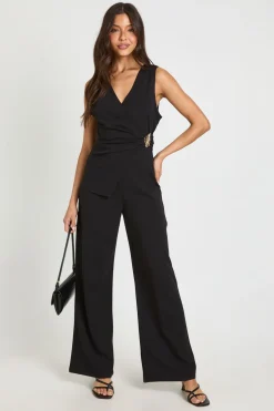 boohoo Combinaison Pantalon Large En Crêpe Jersey Avec Détail Doré<Femme Combinaisons Et Combishorts
