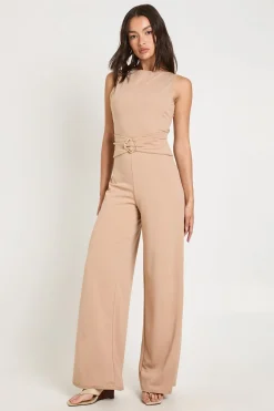 Combinaison Pantalon Large À Encolure Bardot Et Détail À La Taille