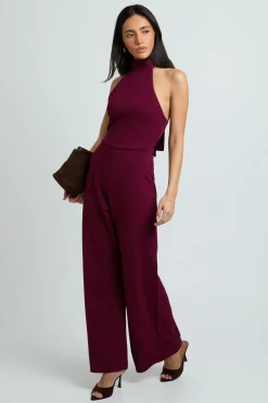 Combinaison Pantalon Large En Crêpe Jersey À Col Noué