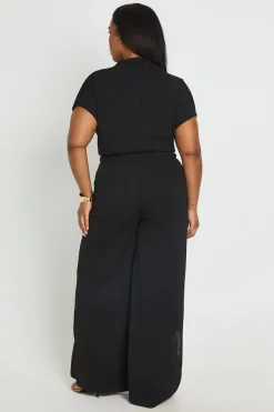 boohoo Combinaison Pantalon Large En Crêpe Jersey Avec Détail Cape<Femme Combinaisons Et Combishorts