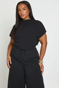 boohoo Combinaison Pantalon Large En Crêpe Jersey Avec Détail Cape<Femme Combinaisons Et Combishorts