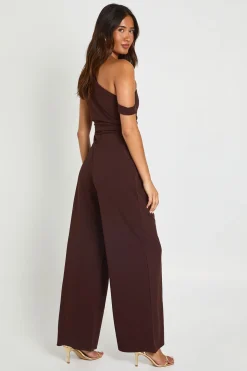 Combinaison Pantalon Large En Crêpe Jersey À Une Épaule