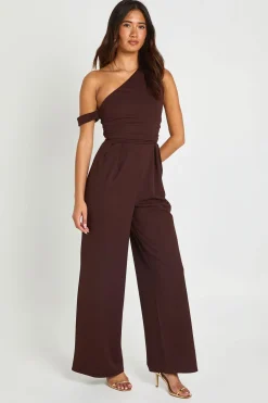 Combinaison Pantalon Large En Crêpe Jersey À Une Épaule