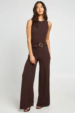 boohoo Combinaison Pantalon Large À Encolure Bardot Et Détail Ceinture À La Taille<Femme Combinaisons Et Combishorts