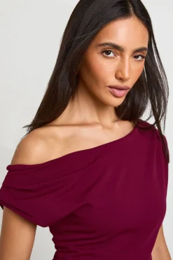 boohoo Combinaison Pantalon Large En Crêpe Jersey À Épaule Drapée<Femme Combinaisons Et Combishorts