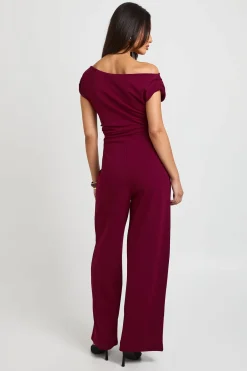 boohoo Combinaison Pantalon Large En Crêpe Jersey À Épaule Drapée<Femme Combinaisons Et Combishorts