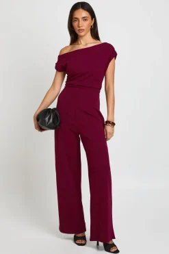 boohoo Combinaison Pantalon Large En Crêpe Jersey À Épaule Drapée<Femme Combinaisons Et Combishorts