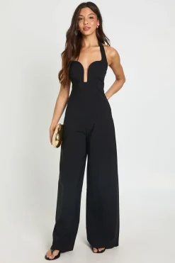 boohoo Combinaison Pantalon Large En Crêpe Jersey À Épaule Drapée<Femme Combinaisons Et Combishorts