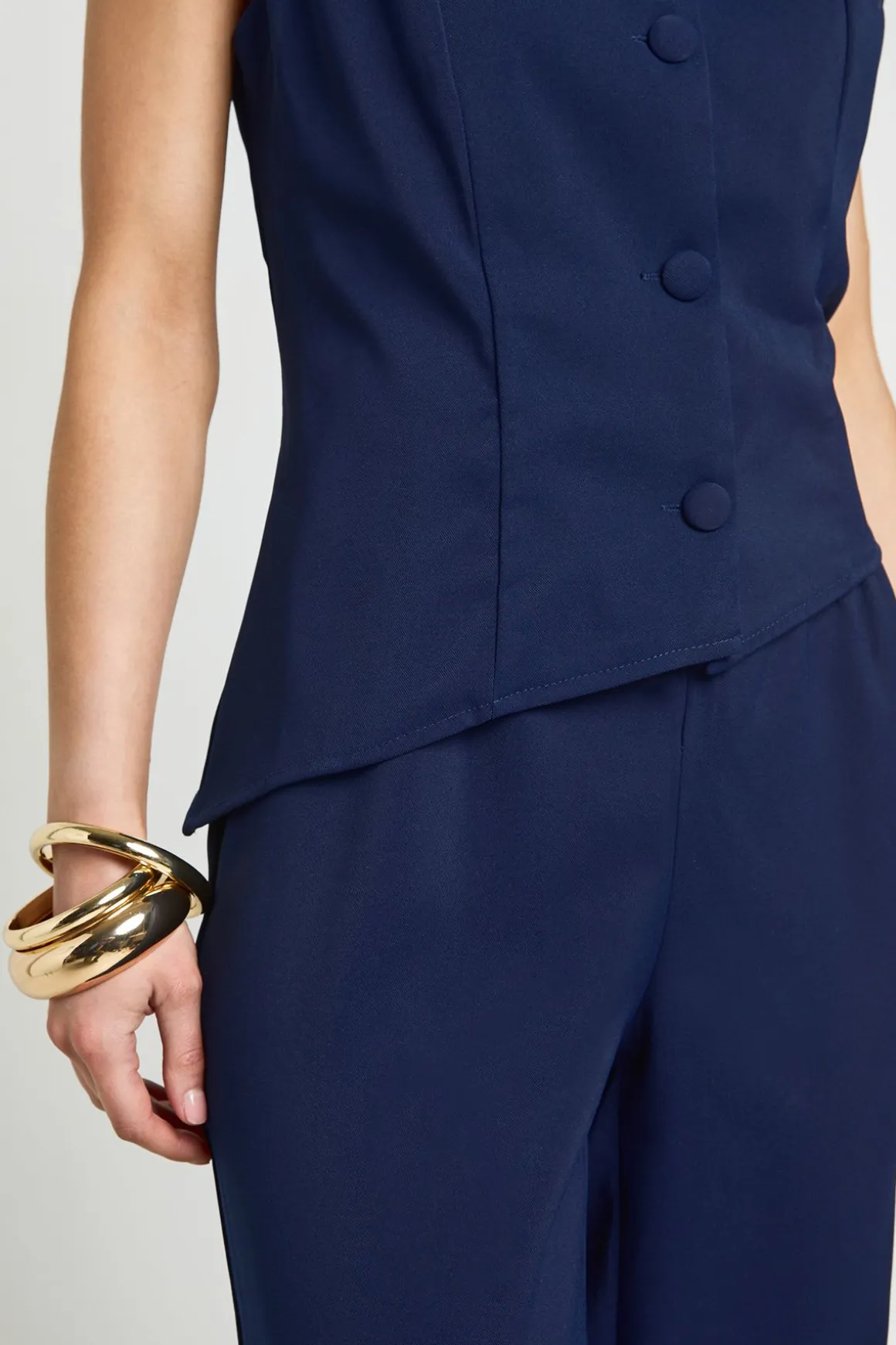 Combinaison Pantalon Large À Gilet Petite Taille