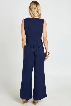 Combinaison Pantalon Large À Gilet Petite Taille