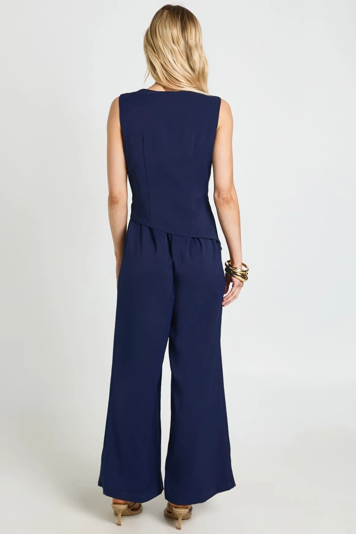 Combinaison Pantalon Large À Gilet Petite Taille