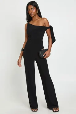 boohoo Combinaison Pantalon Large Épaule Asymétrique En Tissu Fluide<Femme Combinaisons Et Combishorts